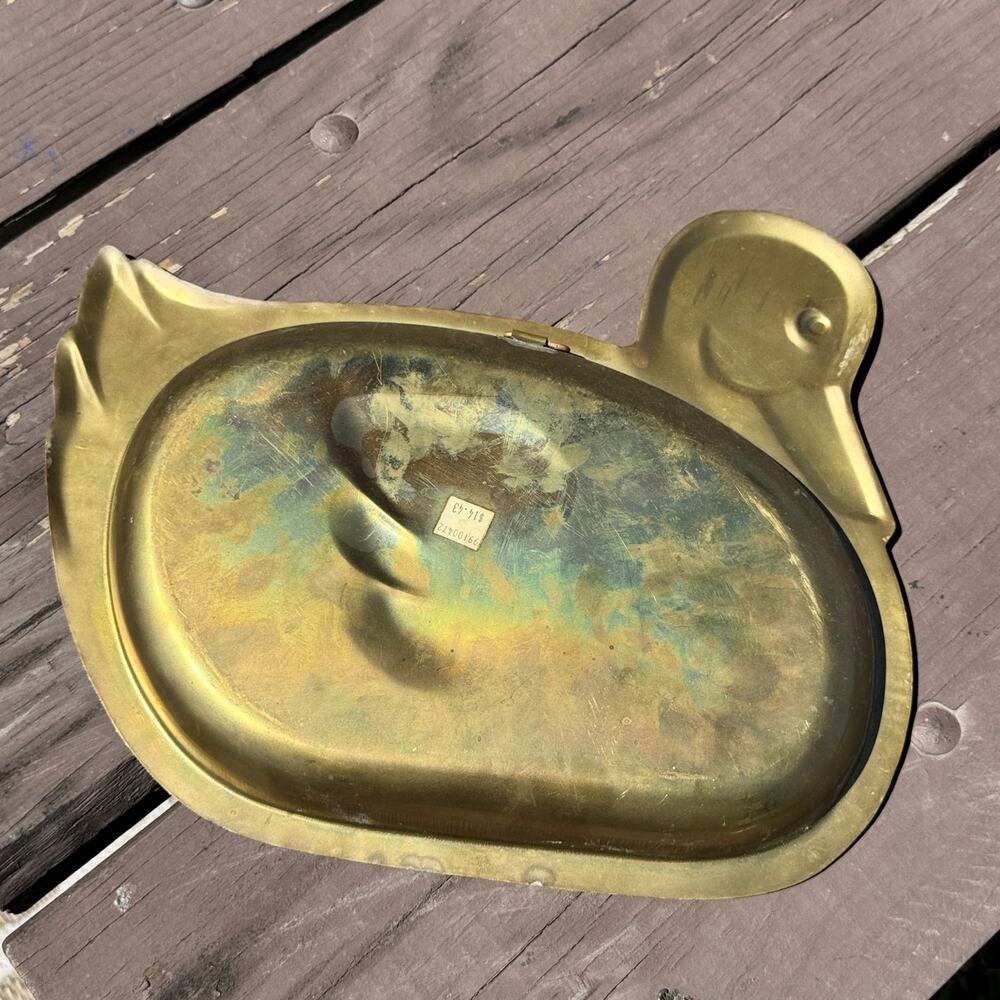 Vintage Brass Duck Tray 14” with Wall Hook - Picture 3 of 5
